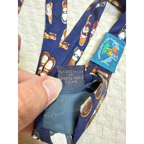 Echo Oxford Shoe Silk Tie Made in USA 55"L 4"W - Picture 7 of 10